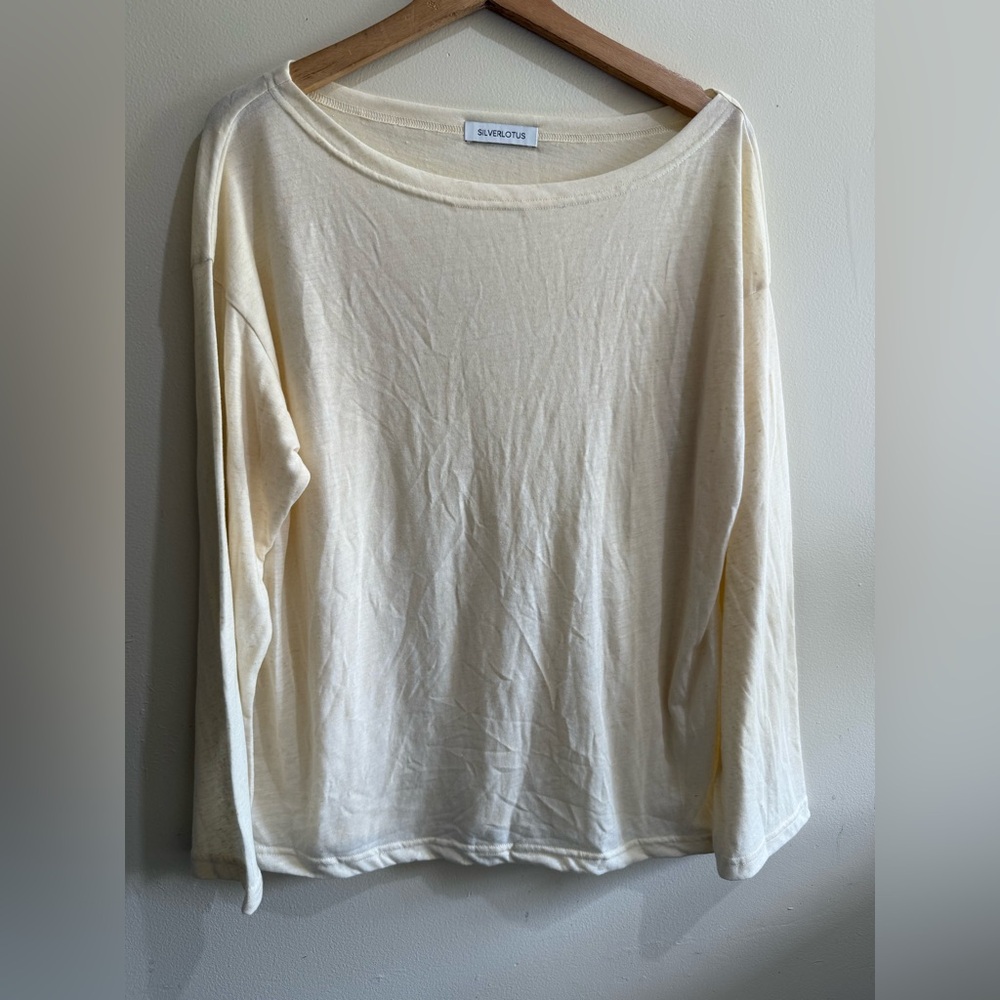 SILVERLOTUS Elegant Cream Long Sleeve Top